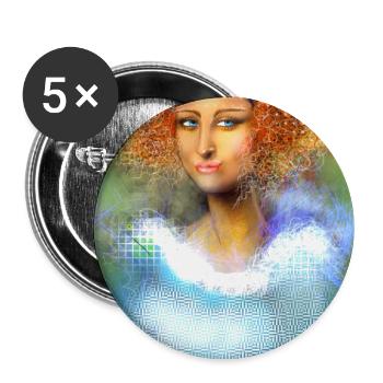 Kreative Powerfrau Digital-Art - Buttons groß 56 mm (5er Pack) - Weiß - Vorne