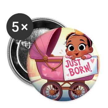 Just Born Girl - Buttons large 2.2''/56 mm (5-pack) - white - Front