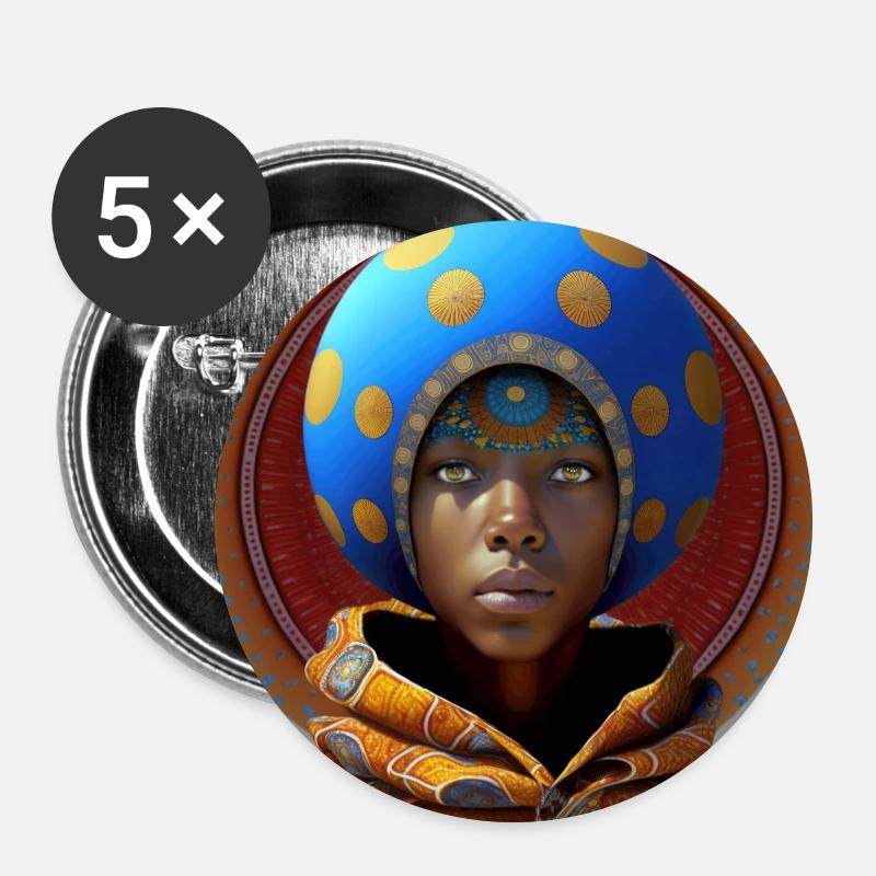 Portrait Woman 02 - Buttons large 2.2''/56 mm (5-pack) - white