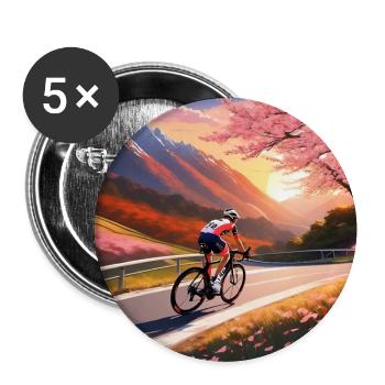 Parcourez le bonheur des fleurs de cerisier à vélo - Japon - Lot de 5 grands badges (56 mm) - blanc - Devant