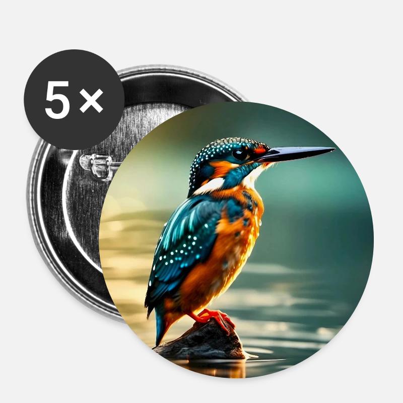 Eisvogel - Buttons groß 56 mm (5er Pack) - Weiß
