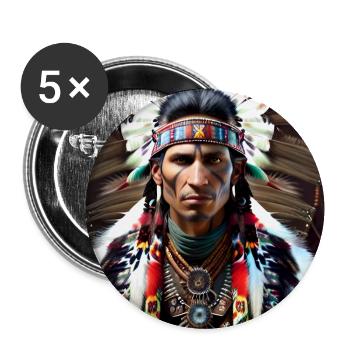 Häuptling des Indianerstammes - Buttons groß 56 mm (5er Pack) - Weiß - Vorne