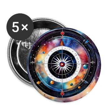 Universe of Darts - Buttons large 2.2''/56 mm (5-pack) - white - Front
