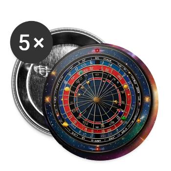 Astronomische Genauigkeit - Darts im Weltraum - Buttons groß 56 mm (5er Pack) - Weiß - Vorne