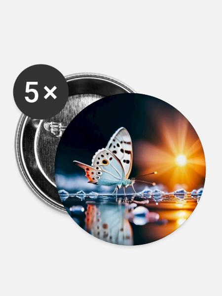 Motte - Buttons groß 56 mm (5er Pack) - Weiß