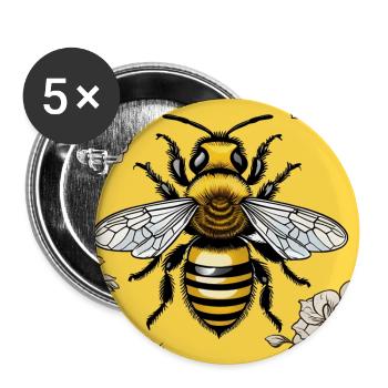 Honigbiene - Buttons groß 56 mm (5er Pack) - Weiß - Vorne