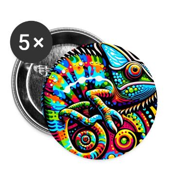 Chamäleon Pop Art - Buttons groß 56 mm (5er Pack) - Weiß - Vorne
