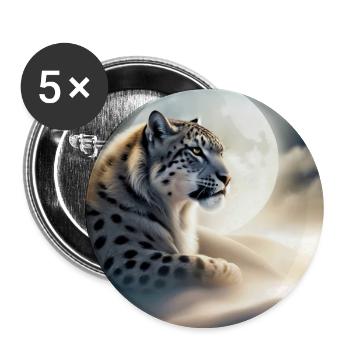 Schneeleopard - Buttons groß 56 mm (5er Pack) - Weiß - Vorne