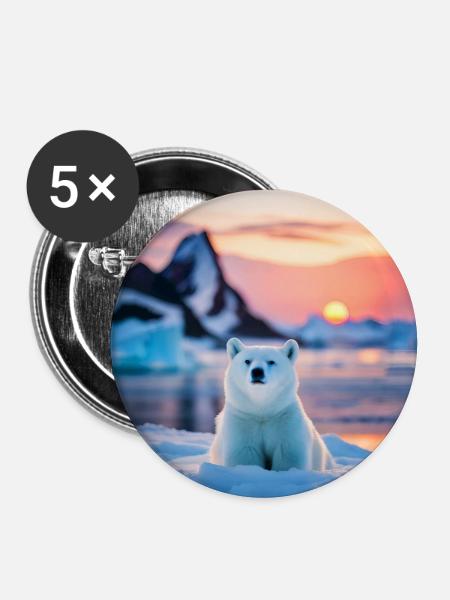 Puuh auf der Eisscholle - Buttons groß 56 mm (5er Pack) - Weiß