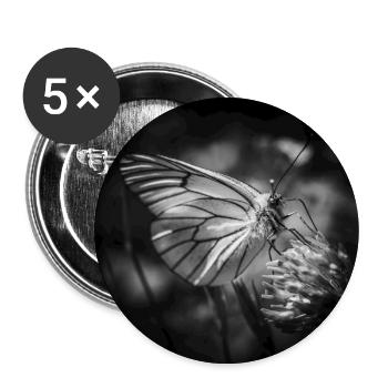 Schmetterling Nahaufnahme Poster Schwarz-Weiß - Buttons groß 56 mm (5er Pack) - Weiß - Vorne