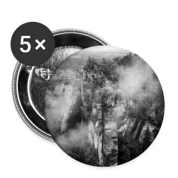 Bastei Bridge Saxon Switzerland Fog Poster - Buttons large 2.2''/56 mm (5-pack) - white - Front