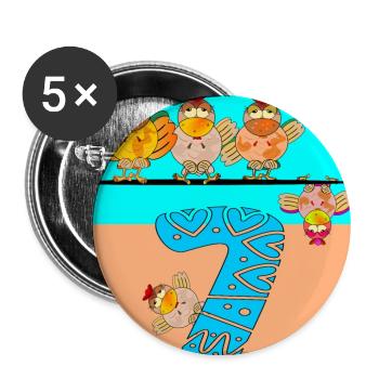 7th Birthday Schoolchild - Chicken Coop Poultry - Buttons large 2.2''/56 mm (5-pack) - white - Front