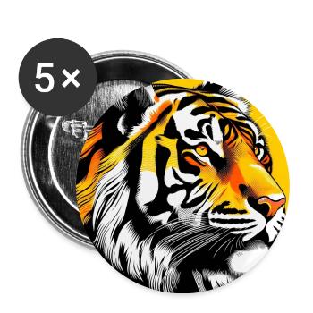Tiger Pop Art - Buttons groß 56 mm (5er Pack) - Weiß - Vorne