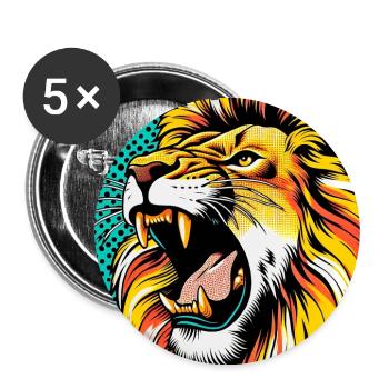 Lion Pop Art - Buttons large 2.2''/56 mm (5-pack) - white - Front