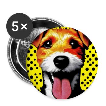 Dog Fox Terrier Jack Russell Pop Art - Buttons large 2.2''/56 mm (5-pack) - white - Front
