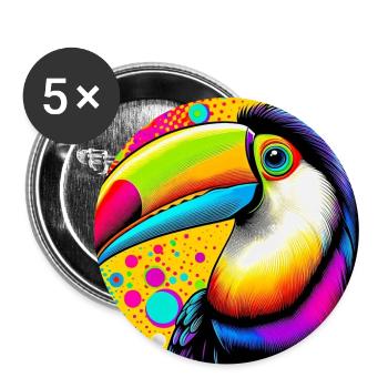 Tukan Pop Art - Buttons groß 56 mm (5er Pack) - Weiß - Vorne