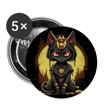 Chat du temple du pharaon - Lot de 5 grands badges (56 mm) - blanc - Devant