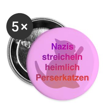 Nazis streicheln heimlich Perserkatzen - Buttons groß 56 mm (5er Pack) - Weiß - Vorne