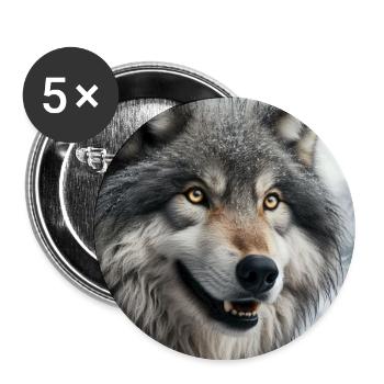 Wolf - Buttons groß 56 mm (5er Pack) - Weiß - Vorne