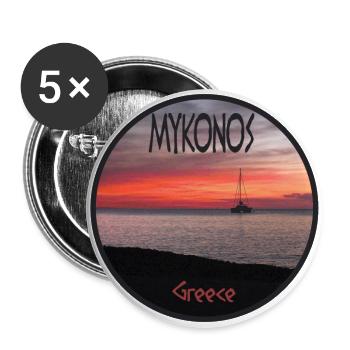 Mykonos Griechenland Sonnenuntergang - Buttons groß 56 mm (5er Pack) - Weiß - Vorne