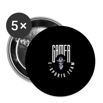 Gamer e-Sports - Lot de 5 grands badges (56 mm) - blanc - Devant