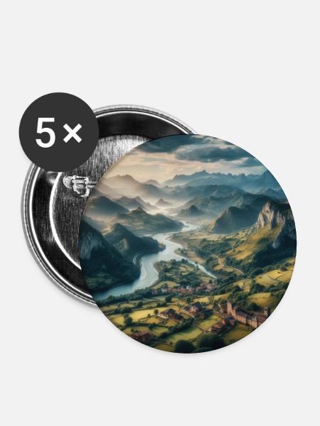 Asturien - Buttons groß 56 mm (5er Pack) - Weiß