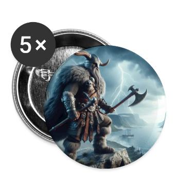 Viking Warrior - Buttons large 2.2''/56 mm (5-pack) - white - Front