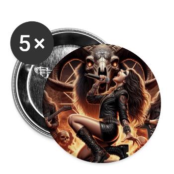 Groupe de heavy metal féminin en enfer - Lot de 5 grands badges (56 mm) - blanc - Devant