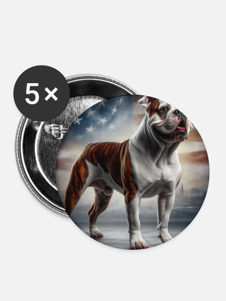 Bulldogge - Buttons groß 56 mm (5er Pack) - Weiß