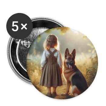 German Shepherd Art - Buttons large 2.2''/56 mm (5-pack) - white - Front