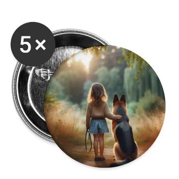 German Shepherd Art - Buttons large 2.2''/56 mm (5-pack) - white - Front
