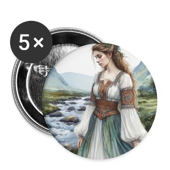 Aquarell Keltiberische Frau - Buttons groß 56 mm (5er Pack) - Weiß - Vorne