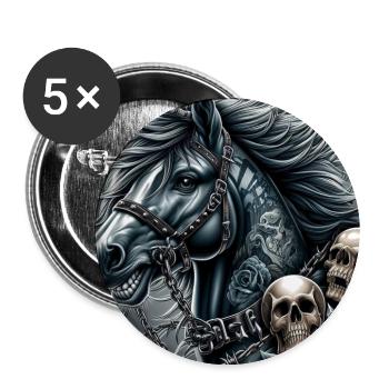 Cheval lourd - Lot de 5 grands badges (56 mm) - blanc - Devant