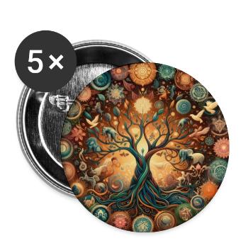 Arbre de vie coloré - Lot de 5 grands badges (56 mm) - blanc - Devant
