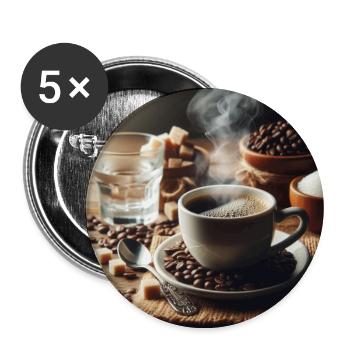 Tasse Kaffee - Buttons groß 56 mm (5er Pack) - Weiß - Vorne