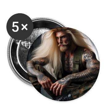 Militärisch schwer - Buttons groß 56 mm (5er Pack) - Weiß - Vorne