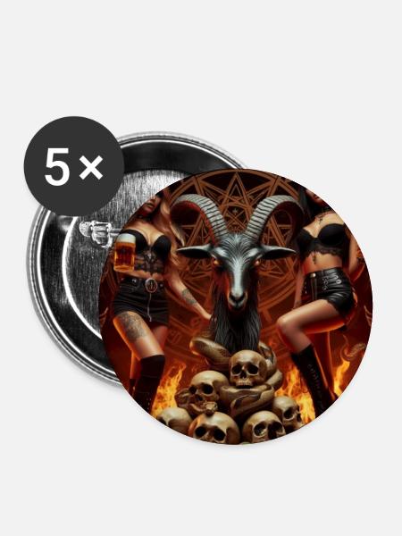 Bier-Metalheads in der Unterwelt - Buttons groß 56 mm (5er Pack) - Weiß