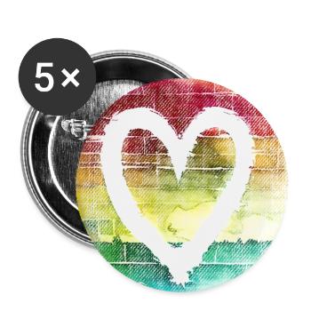 Coeur couleur couleur artiste - Lot de 5 grands badges (56 mm) - blanc - Devant