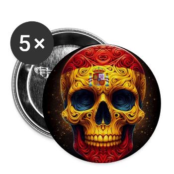Crâne peint avec le drapeau de l’Espagne - Lot de 5 grands badges (56 mm) - blanc - Devant