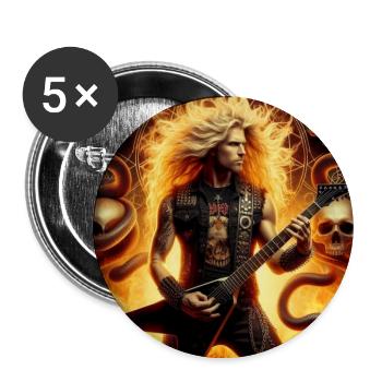 Guitariste de métal dans le monde souterrain - Lot de 5 grands badges (56 mm) - blanc - Devant