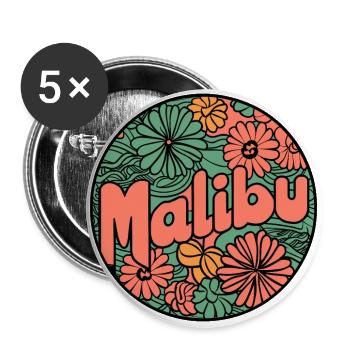 Malibu Surfy Psychedelic Groovy Design - Buttons large 2.2''/56 mm (5-pack) - white - Front
