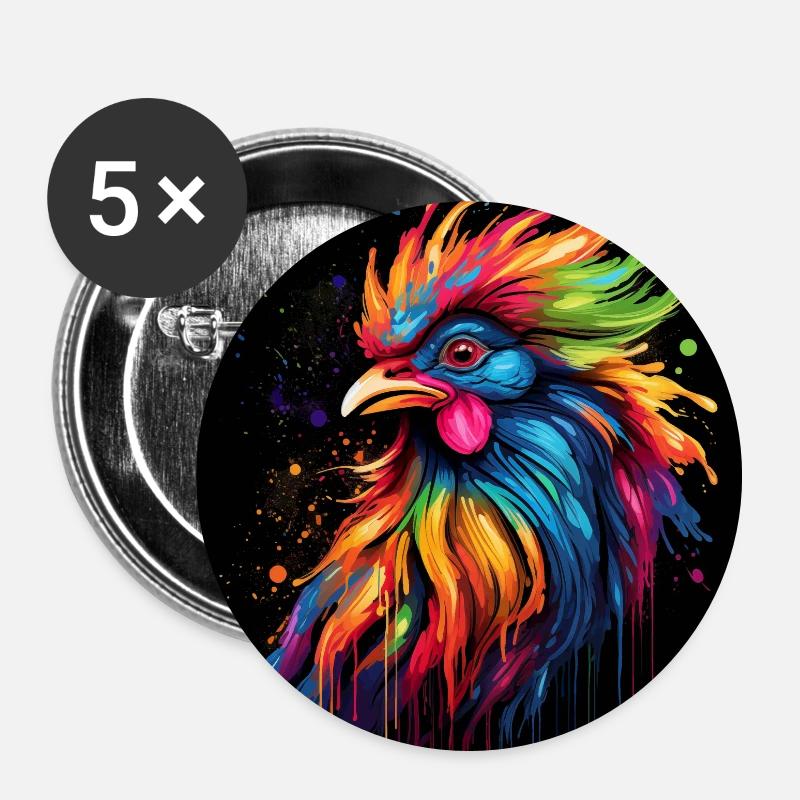 Ein stolzer Hahn - Buttons groß 56 mm (5er Pack) - Weiß