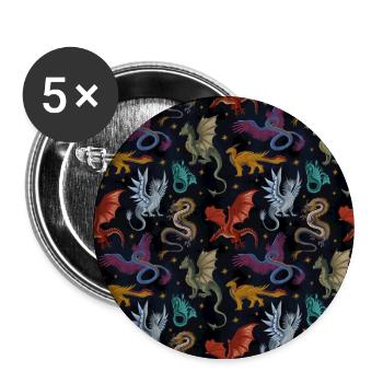 Cerfs-volants colorés dans le ciel nocturne - Lot de 5 grands badges (56 mm) - blanc - Devant