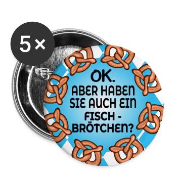 FISCHBRÖTCHEN SÜDDEUTSCHLAND BAYERN - Buttons groß 56 mm (5er Pack) - Weiß - Vorne