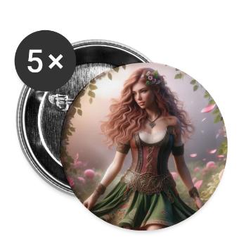 Celtic woman in an arch of flowers - Buttons large 2.2''/56 mm (5-pack) - white - Front