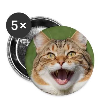 Katze - Buttons groß 56 mm (5er Pack) - Weiß - Vorne
