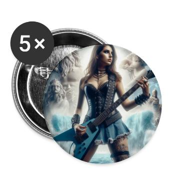 Guitariste avec Poséidon - Lot de 5 grands badges (56 mm) - blanc - Devant