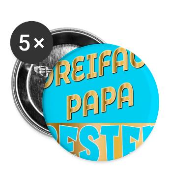 DREIFACH PAPA VATERTAG - Buttons groß 56 mm (5er Pack) - Weiß - Vorne