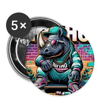 Cool Rhino Hip Hop Skater Shirt - Buttons large 2.2''/56 mm (5-pack) - white - Front