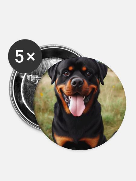 Rottweiler - Buttons groß 56 mm (5er Pack) - Weiß